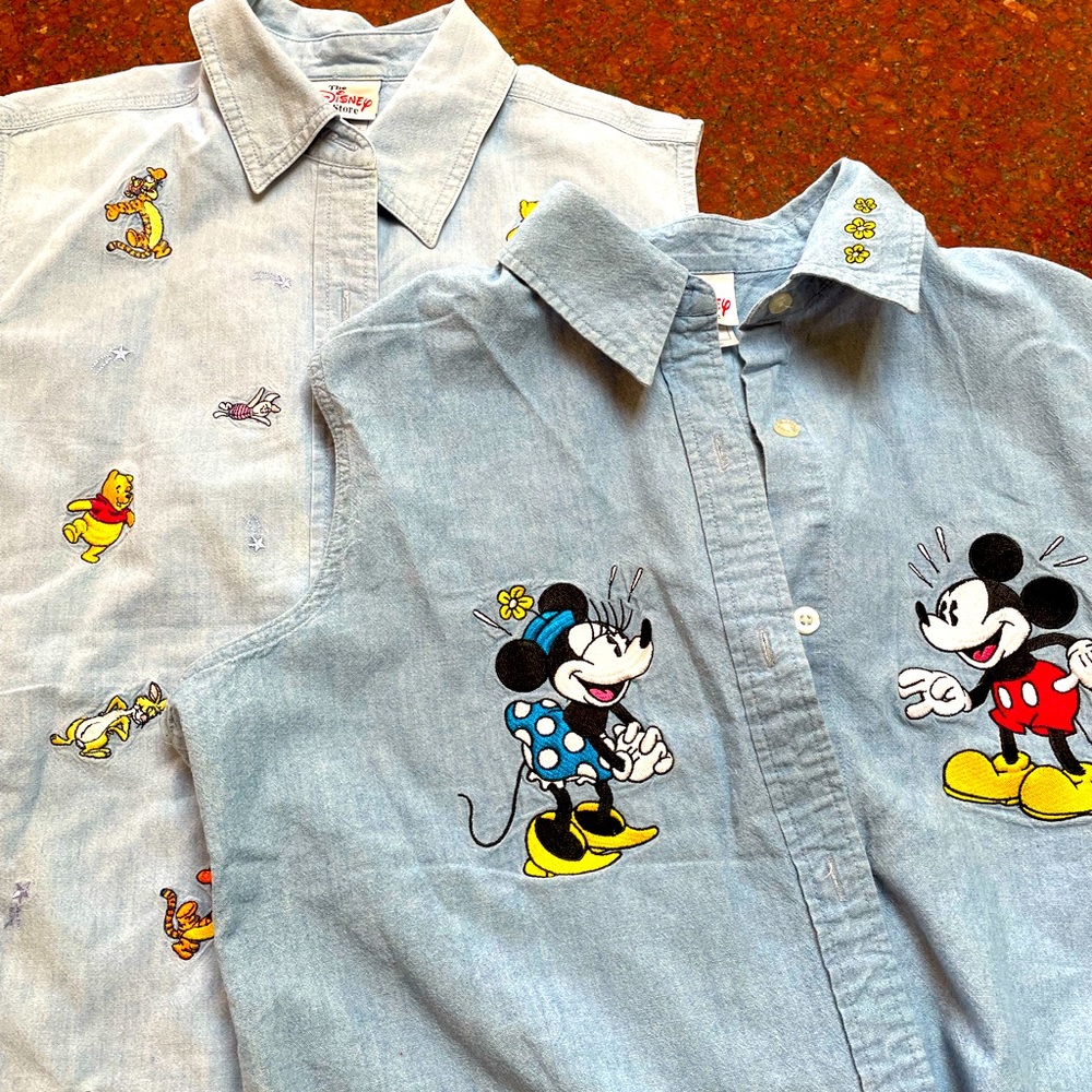 Vintage Disney Store bundle! Two adorable denim, button downs. Great condition.